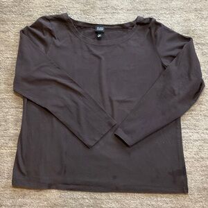 Eileen Fisher Dark Brown Long-Sleeve Scoop Neck Tee